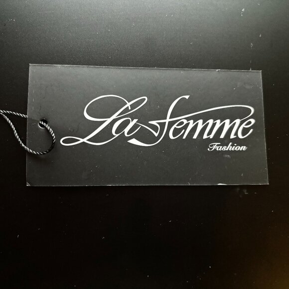 Lace Off The Shoulder Cap Sleeve Evening Dress La Femme - Picture 6 of 8